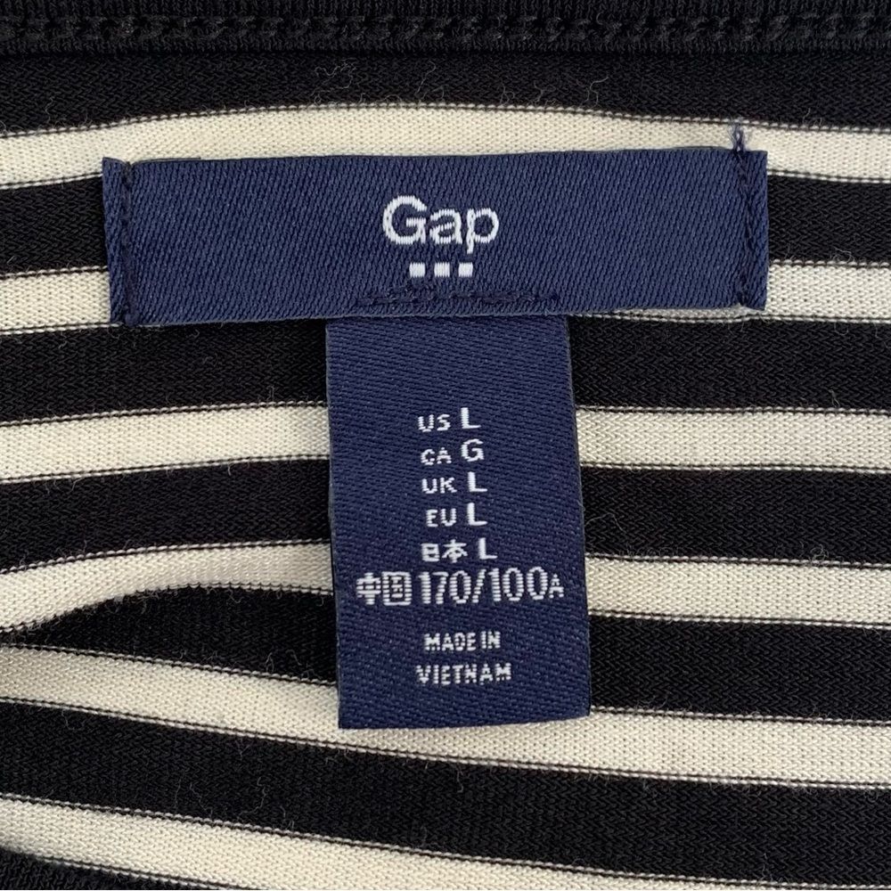 GAP Short Sleeve Striped Ruched Side Midi Dress Size Large - Picture 7 of 9